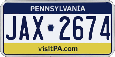 PA license plate JAX2674
