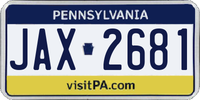PA license plate JAX2681