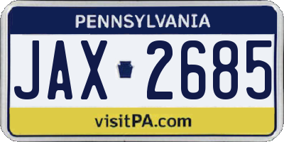 PA license plate JAX2685