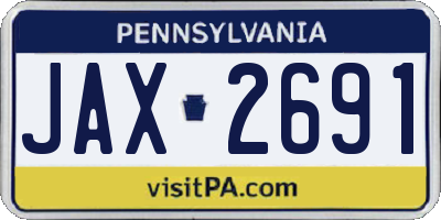 PA license plate JAX2691