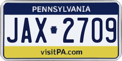 PA license plate JAX2709