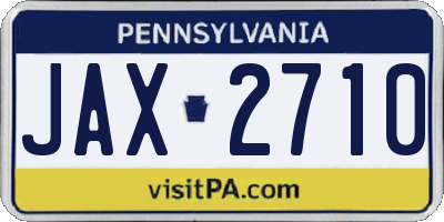PA license plate JAX2710
