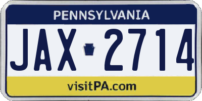 PA license plate JAX2714