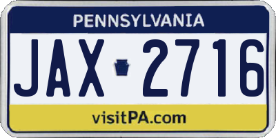 PA license plate JAX2716