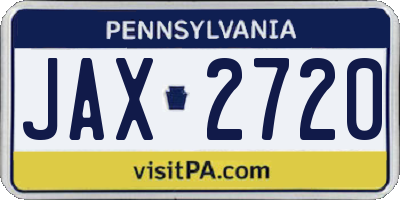 PA license plate JAX2720