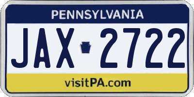 PA license plate JAX2722