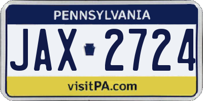 PA license plate JAX2724