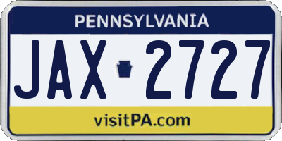PA license plate JAX2727