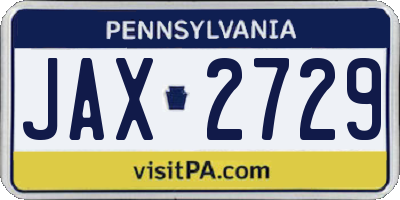 PA license plate JAX2729