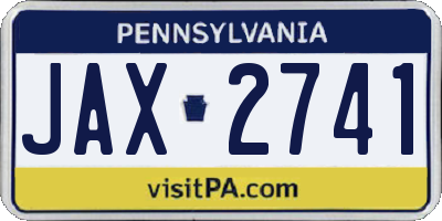 PA license plate JAX2741
