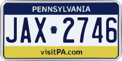 PA license plate JAX2746