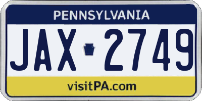 PA license plate JAX2749