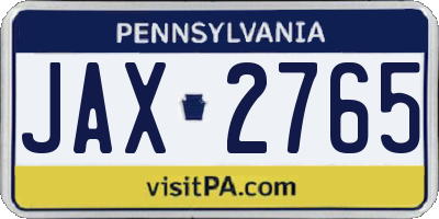 PA license plate JAX2765