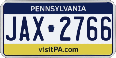 PA license plate JAX2766