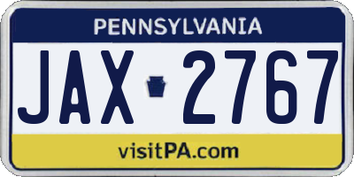 PA license plate JAX2767