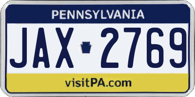PA license plate JAX2769