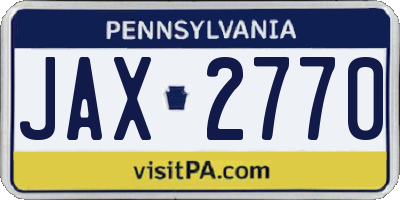 PA license plate JAX2770