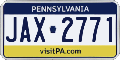 PA license plate JAX2771
