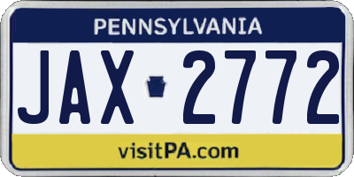 PA license plate JAX2772
