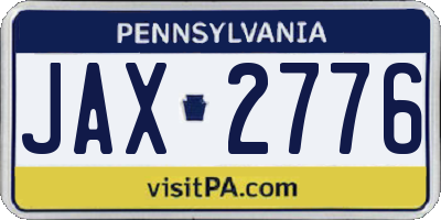 PA license plate JAX2776