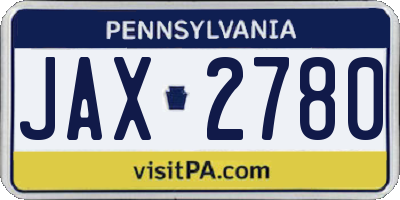 PA license plate JAX2780