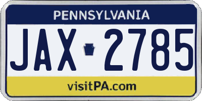 PA license plate JAX2785