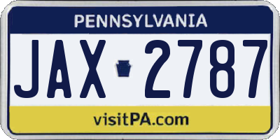 PA license plate JAX2787