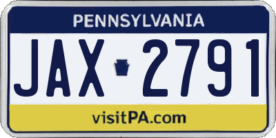 PA license plate JAX2791