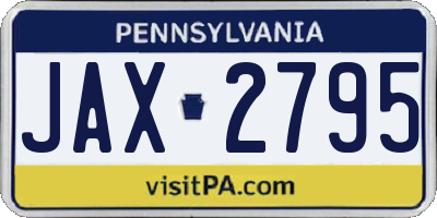 PA license plate JAX2795