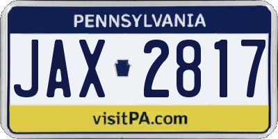 PA license plate JAX2817