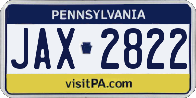 PA license plate JAX2822