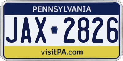 PA license plate JAX2826