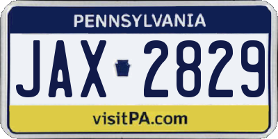 PA license plate JAX2829