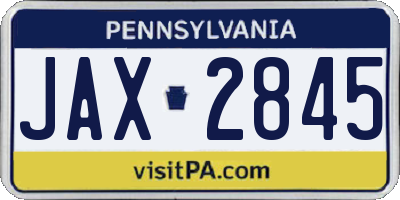 PA license plate JAX2845