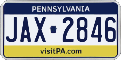 PA license plate JAX2846