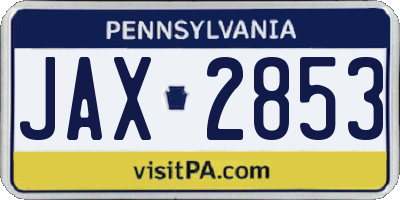 PA license plate JAX2853