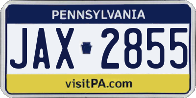 PA license plate JAX2855
