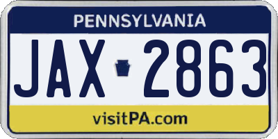 PA license plate JAX2863