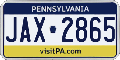 PA license plate JAX2865