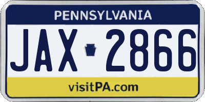 PA license plate JAX2866