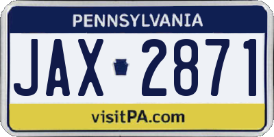 PA license plate JAX2871