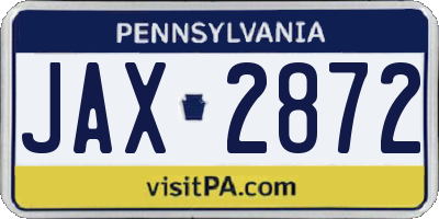PA license plate JAX2872