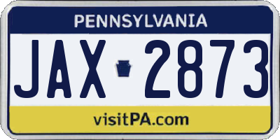 PA license plate JAX2873