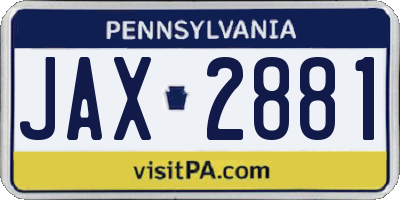 PA license plate JAX2881