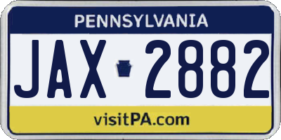 PA license plate JAX2882