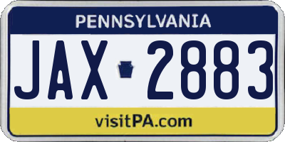 PA license plate JAX2883