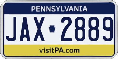 PA license plate JAX2889