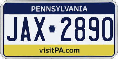 PA license plate JAX2890
