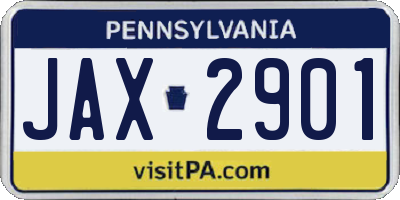 PA license plate JAX2901