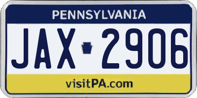 PA license plate JAX2906